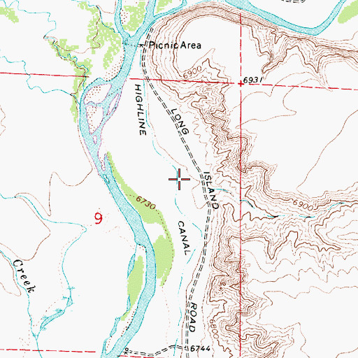 Topographic Map of Highline Canal, WY