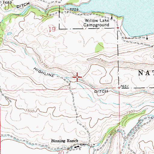 Topographic Map of Highline Ditch, WY