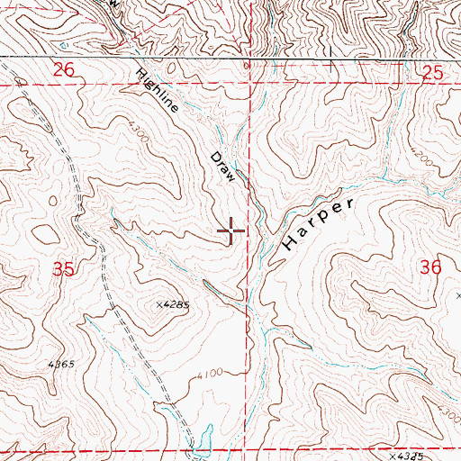 Topographic Map of Highline Draw, WY