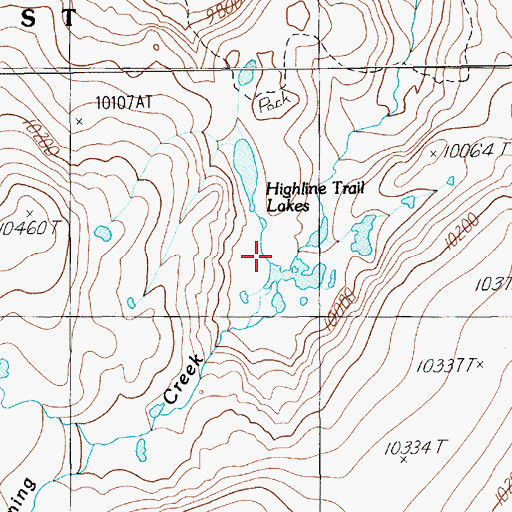 Topographic Map of Highline Trail Lakes, WY