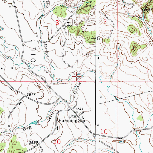 Topographic Map of Hill Draw, WY