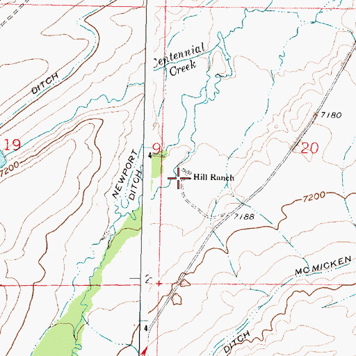 Topographic Map of Hill Ranch, WY