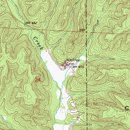 Topographic Map of Whitley Cemetery, AL