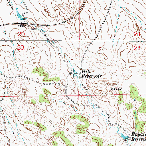 Topographic Map of Hill Reservoir, WY