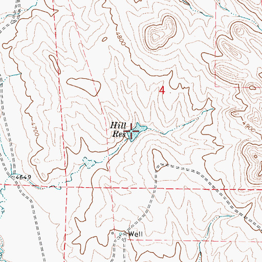 Topographic Map of Hill Reservoir, WY