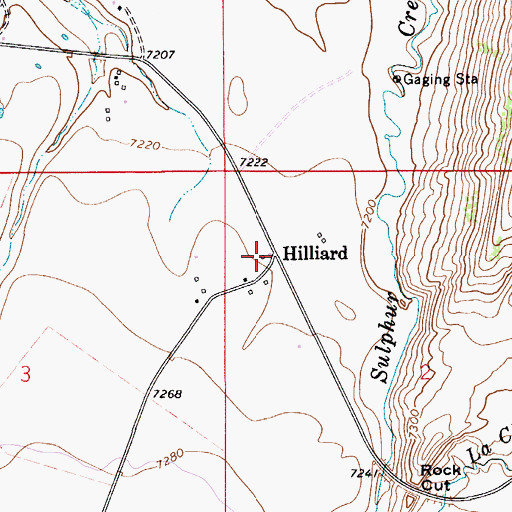 Topographic Map of Hilliard, WY