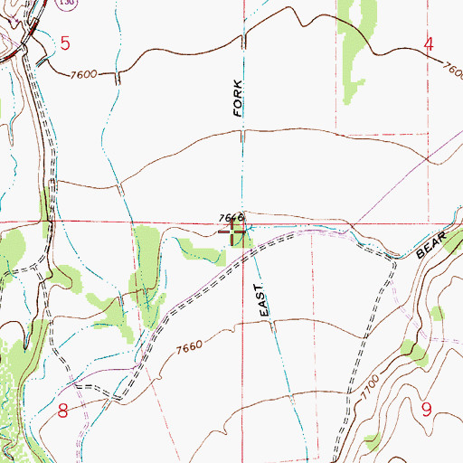 Topographic Map of Hilliard East Fork Canal, WY