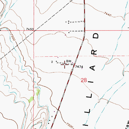 Topographic Map of Hilliard Flat, WY