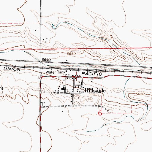 Topographic Map of Hillsdale, WY