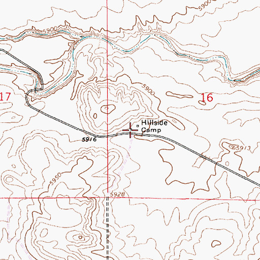 Topographic Map of Hillside Camp, WY