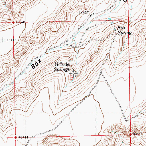 Topographic Map of Hillside Springs, WY