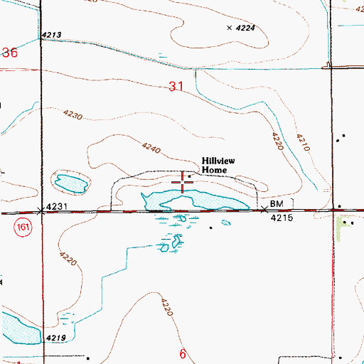 Topographic Map of Hillview Home, WY