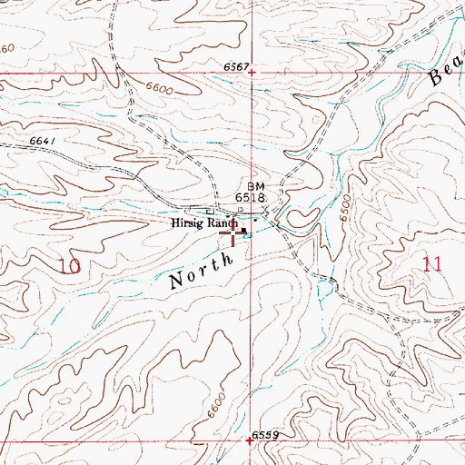 Topographic Map of Hirsig Ranch, WY