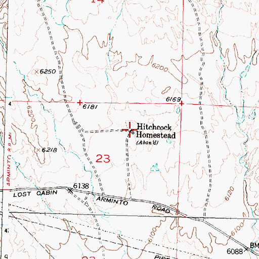 Topographic Map of Hitchcock Homestead, WY