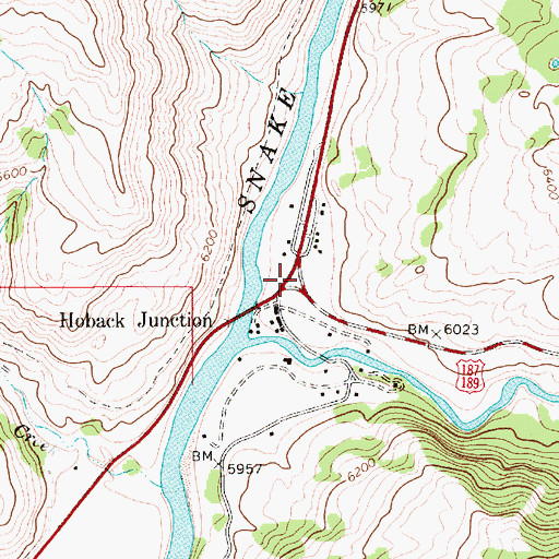 Topographic Map of Hoback Junction, WY