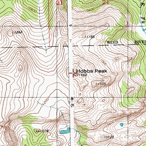 Topographic Map of Hobbs Peak, WY