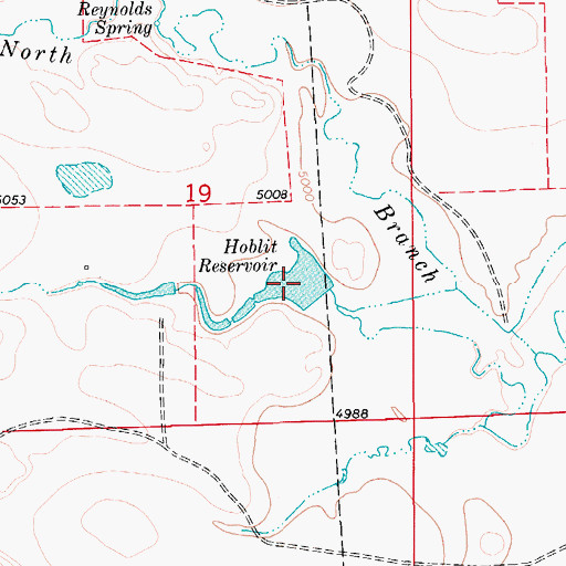 Topographic Map of Hoblit Reservoir, WY