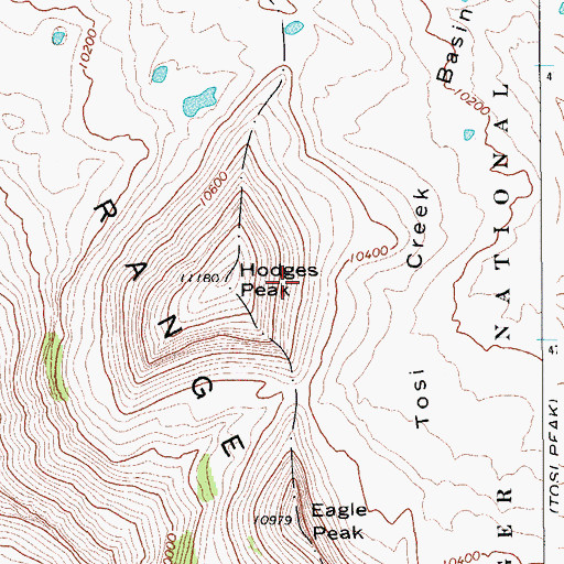 Topographic Map of Hodges Peak, WY