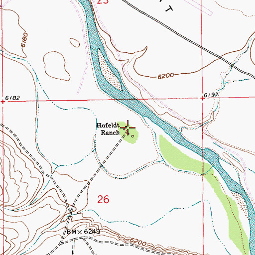 Topographic Map of Hofeldt Ranch, WY