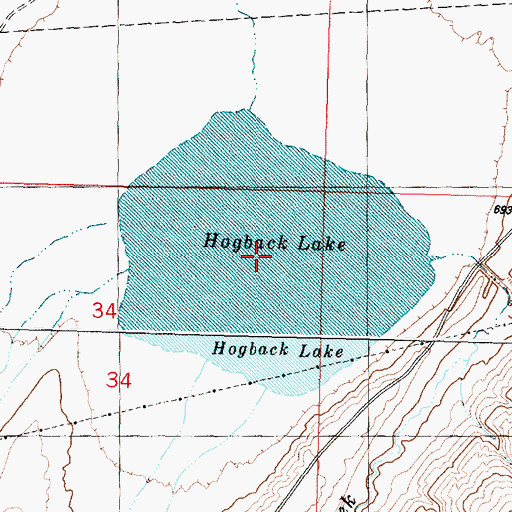 Topographic Map of Hogback Lake, WY
