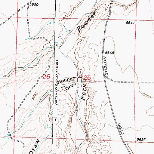 Topographic Map of Hohnen Draw, WY