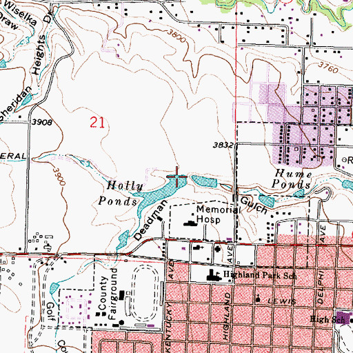 Topographic Map of Holly Ponds, WY