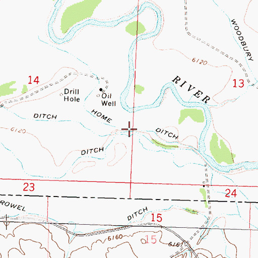 Topographic Map of Home Ditch, WY