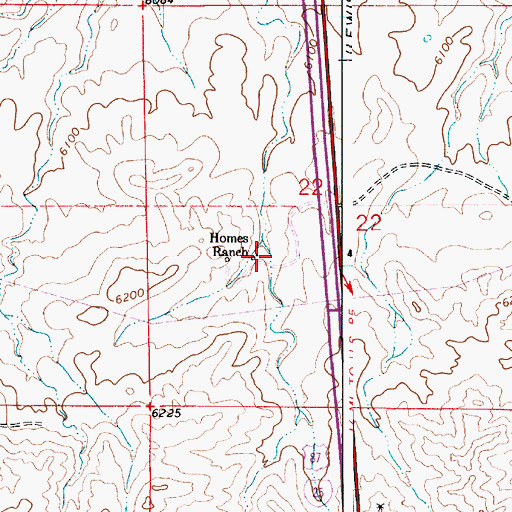 Topographic Map of Homes Ranch, WY