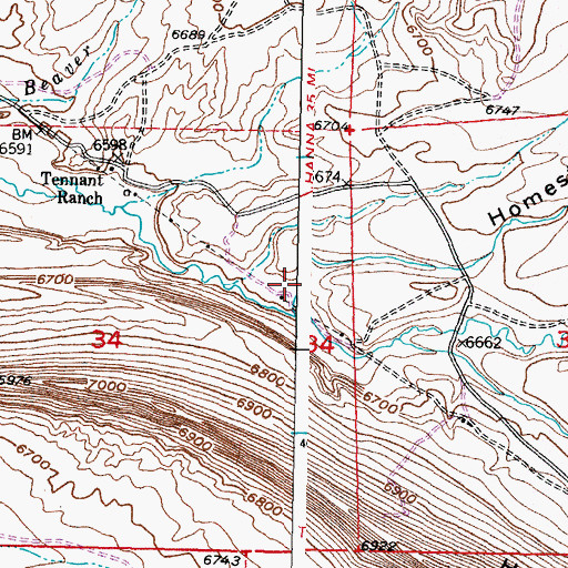 Topographic Map of Homestake Draw, WY