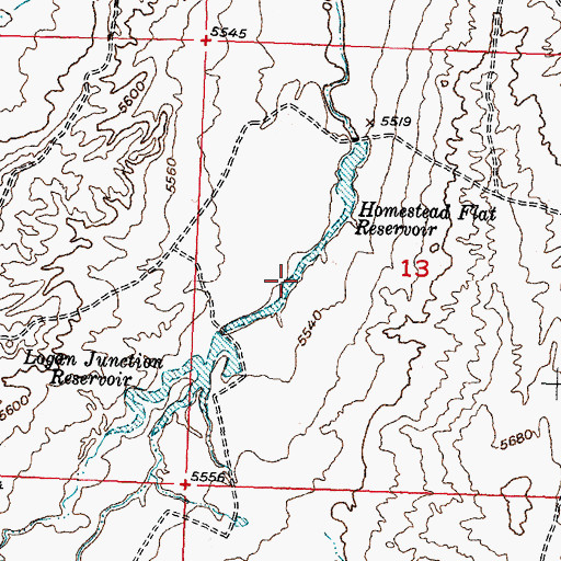 Topographic Map of Homestead Flat Reservoir, WY