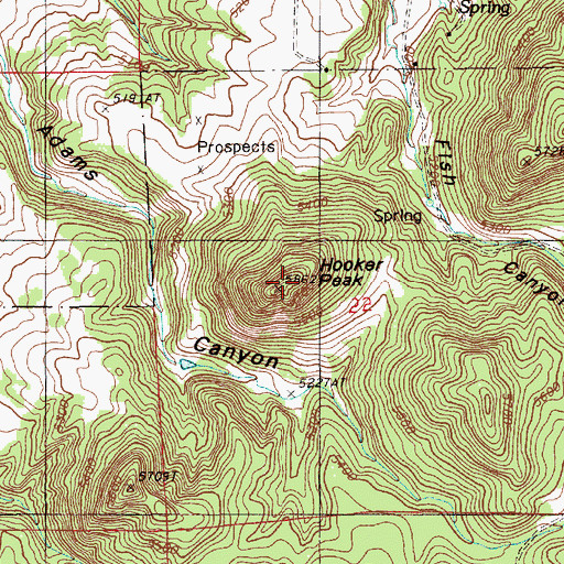 Topographic Map of Hooker Peak, WY