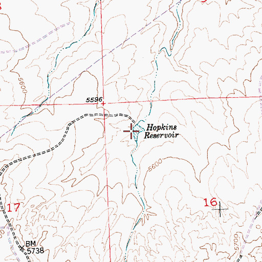 Topographic Map of Hopkins Reservoir, WY