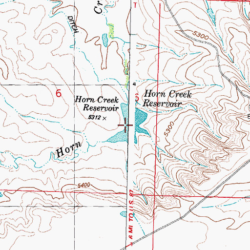 Topographic Map of Horn Creek Reservoir, WY