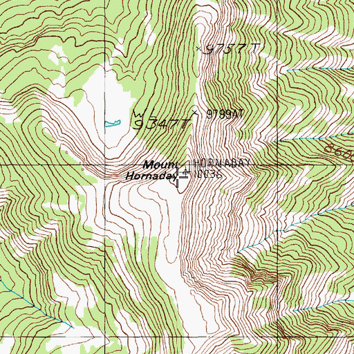Topographic Map of Mount Hornaday, WY