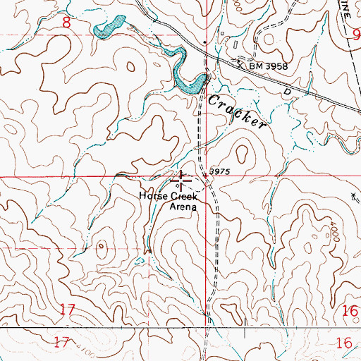 Topographic Map of Horse Creek Arena, WY