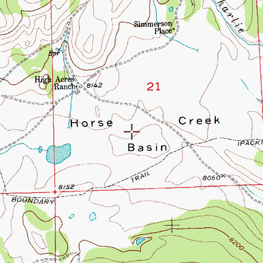 Topographic Map of Horse Creek Basin, WY