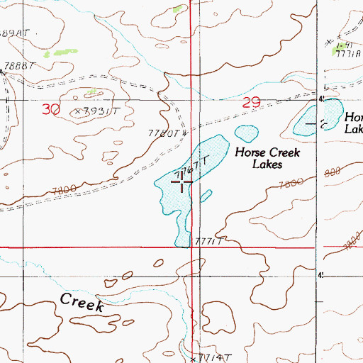 Topographic Map of Horse Creek Lakes, WY