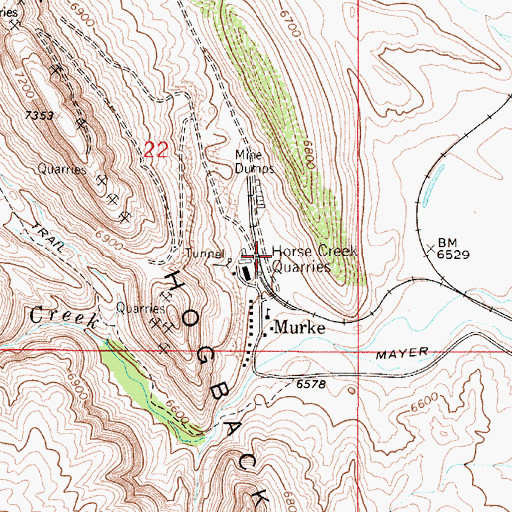 Topographic Map of Horse Creek Quarries, WY
