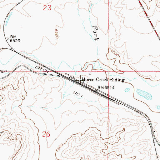 Topographic Map of Horse Creek Siding, WY