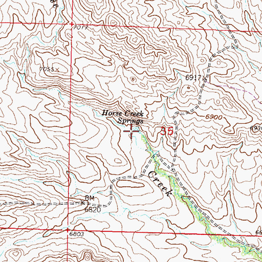 Topographic Map of Horse Creek Springs, WY