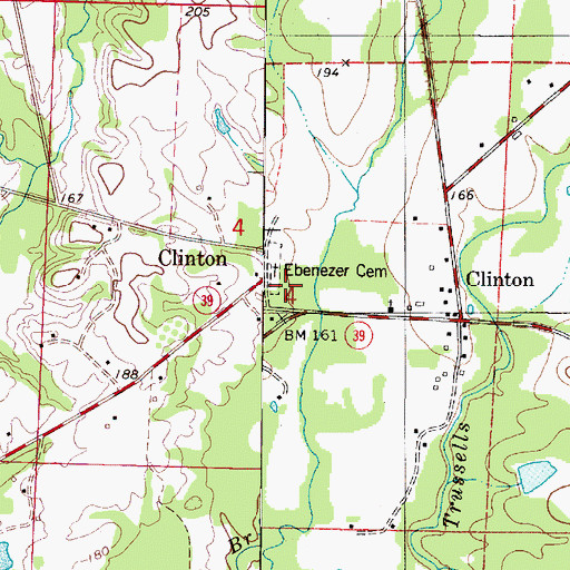 Topographic Map of Ebenezer Presbyterian Church (historical), AL