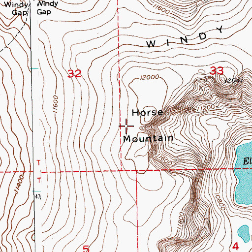 Topographic Map of Horse Mountain, WY