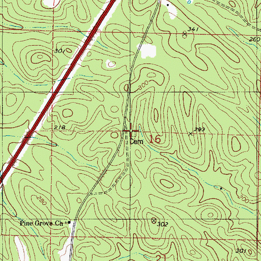 Topographic Map of Greenon Cemetery, AL