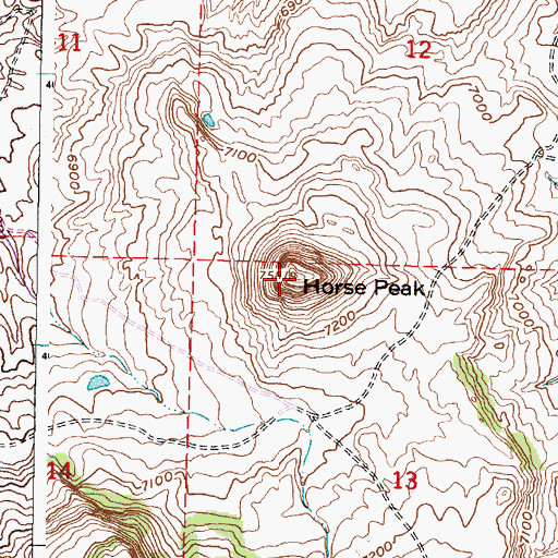 Topographic Map of Horse Peak, WY