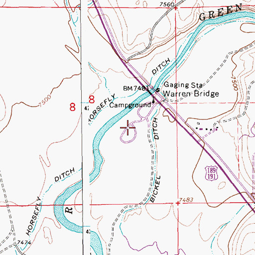 Topographic Map of Horsefly Ditch, WY