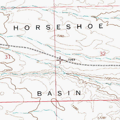 Topographic Map of Horseshoe Basin, WY