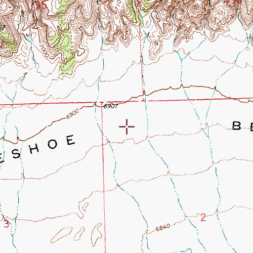 Topographic Map of Horseshoe Bend, WY