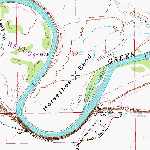 Topographic Map of Horseshoe Bend, WY