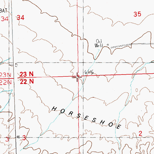 Topographic Map of Horseshoe Bend, WY