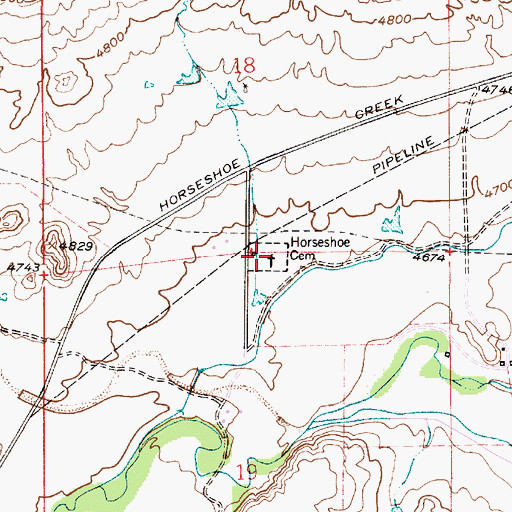 Topographic Map of Horseshoe Cemetery, WY